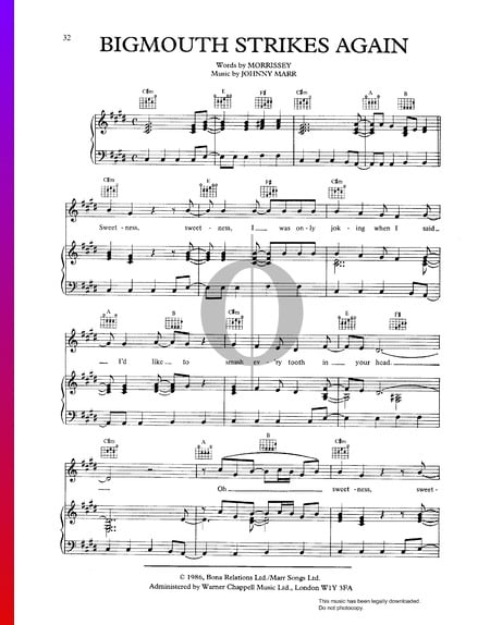 Bigmouth Strikes Again Sheet Music