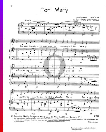 For Mary Sheet Music