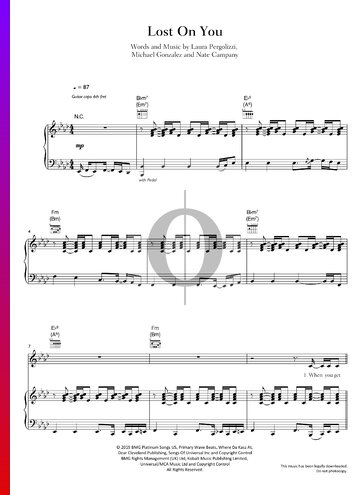 Lost On You Partitura