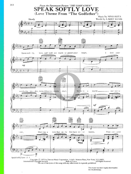 Speak Softly Love Sheet Music