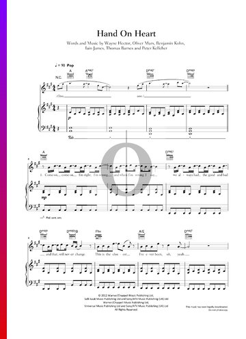 Hand On Heart Partitura