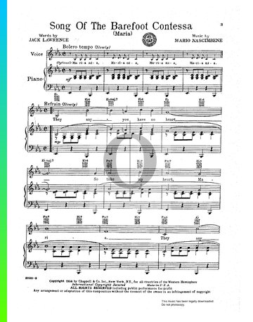 Song Of The Barefoot Contessa Sheet Music