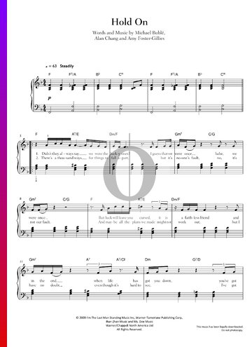 Hold On Sheet Music