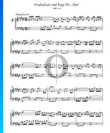 Preludio 13 en fa sostenido mayor, BWV 858 Partitura