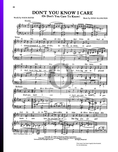 Don't You Know I Care (Or Don't You Care To Know) Sheet Music