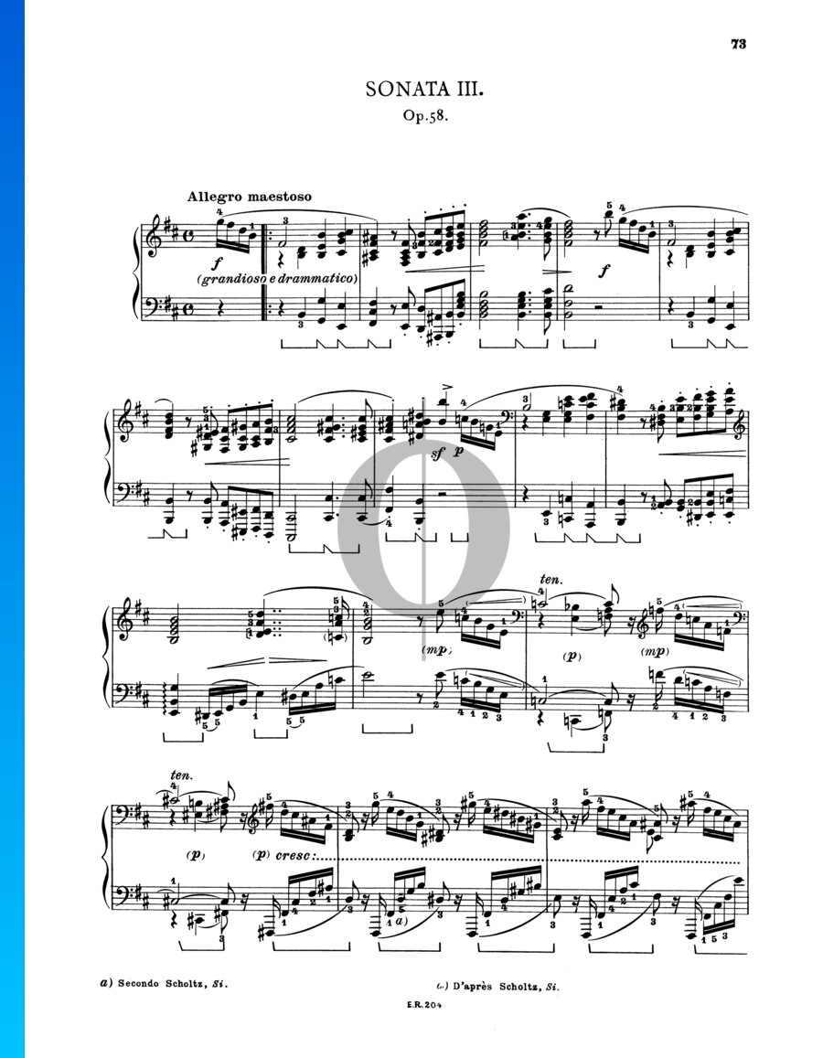 Sonata In B Minor, Op. 58 No. 3 (Frédéric Chopin) Piano Sheet Music - OKTAV