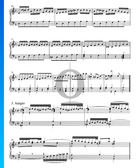 Concierto en re menor, BWV 987: 3. Adagio Partitura