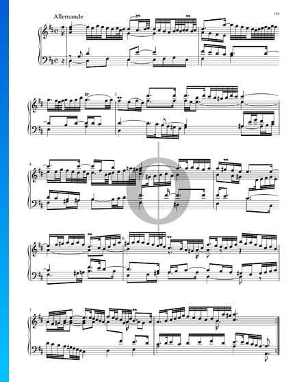 Suite in D Major, BWV 1012: 2. Allemande Sheet Music