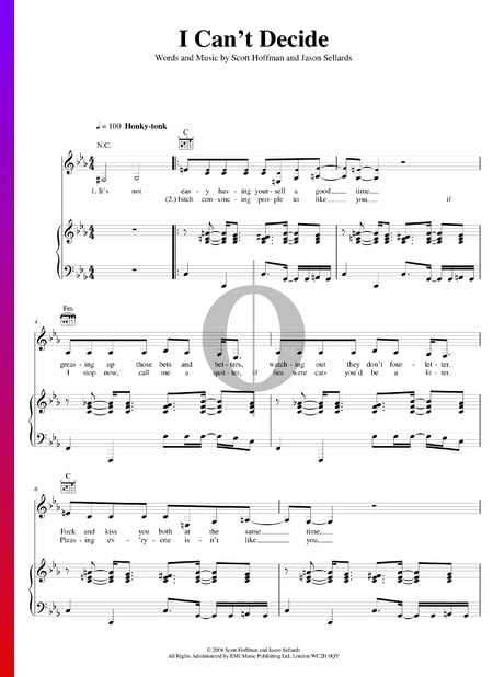 I Can't Decide Musik-Noten