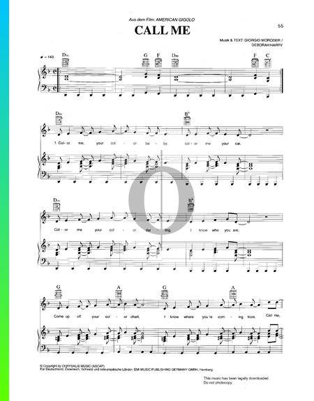 Call Me Sheet Music