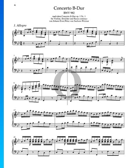 Concerto in B Major, BWV 982: 1. Allegro Sheet Music