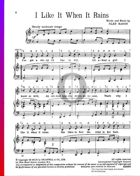 I Like It When It Rains Musik-Noten