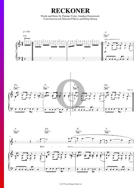 Reckoner Sheet Music