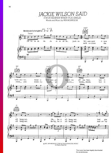 Jackie Wilson Said (I'm In Heaven When You Smile) Sheet Music