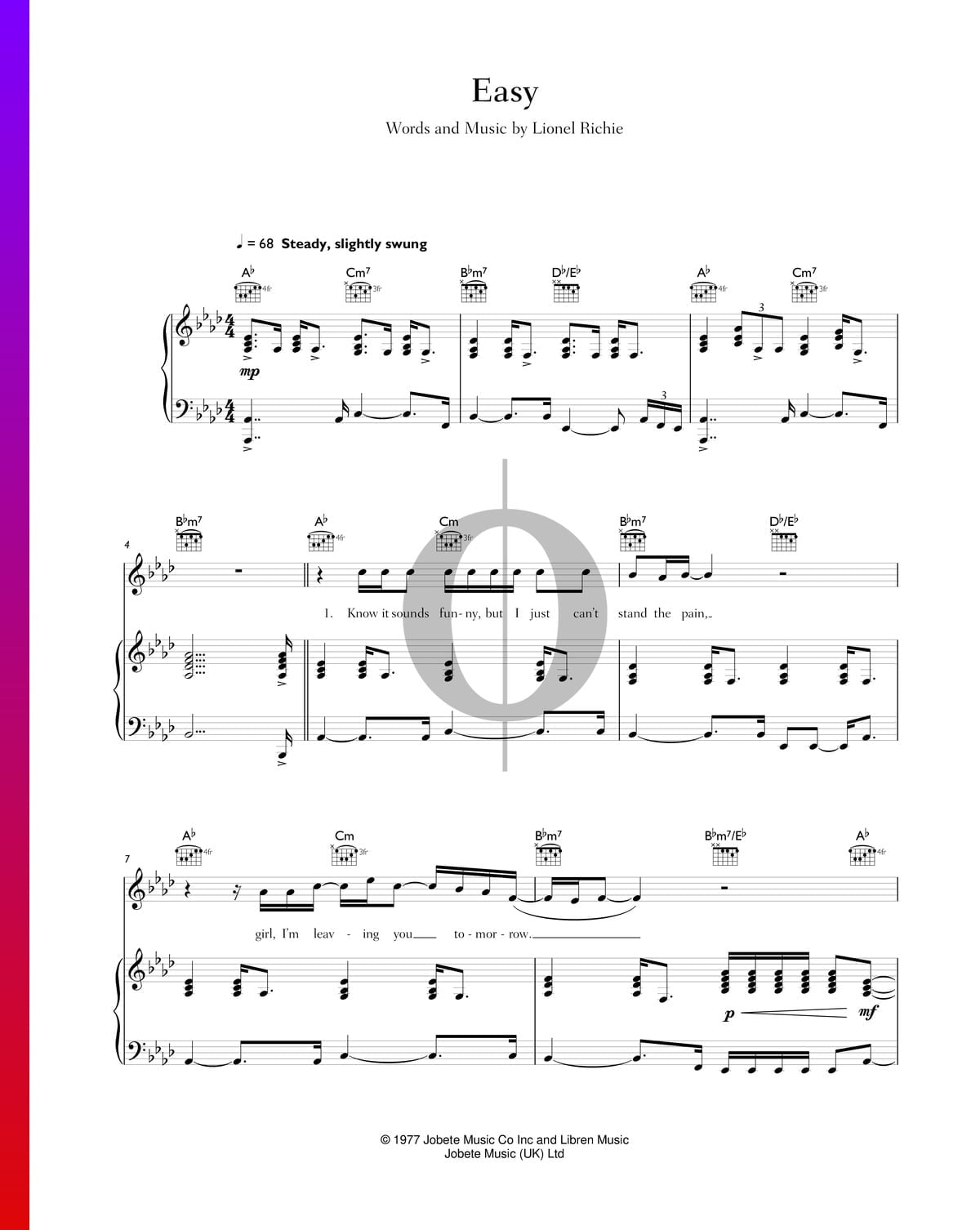 Easy Partitura » Lionel Richie (Piano, Voz) Descarga PDF - OKTAV