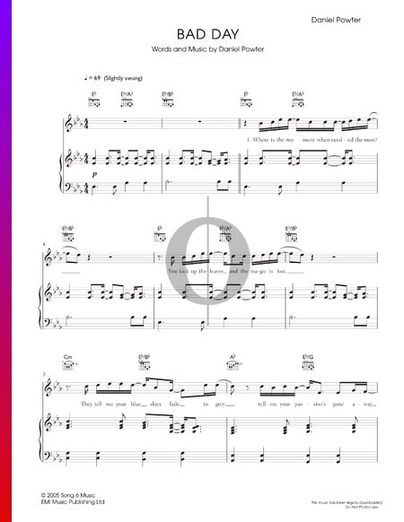 Bad Day Musik-Noten