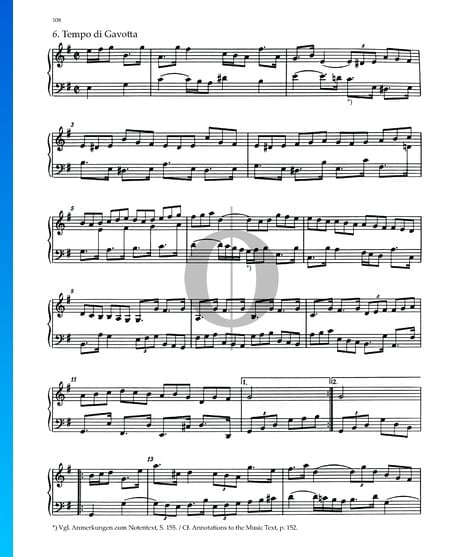 Partita 6, BWV 830: 6. Tempo di Gavotta Musik-Noten