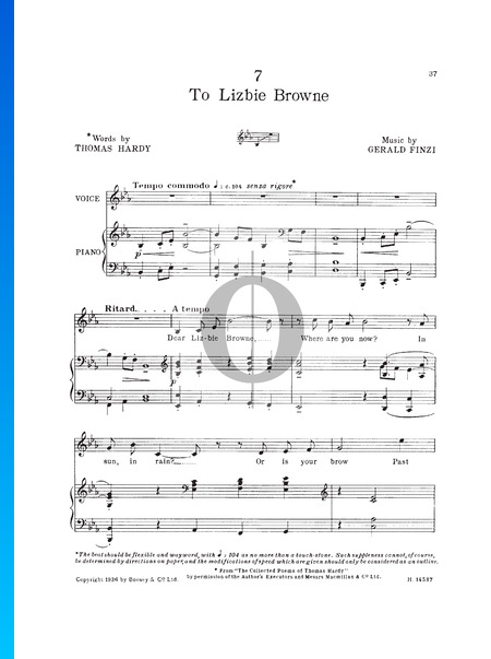 Earth and Air and Rain: No. 7 To Lizbie Browne Sheet Music
