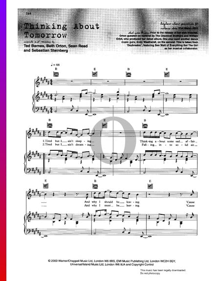 Thinking About Tomorrow Partitura