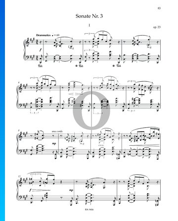 Partition Sonate No. 3 en Fa dièse mineur, Op. 23: 1. Drammatico