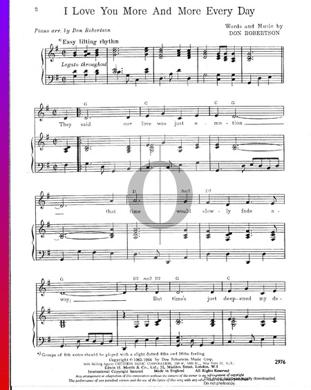 I Love You More and More Each Day Sheet Music
