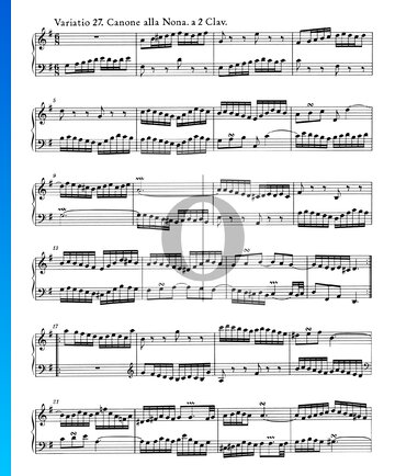 Variaciones Goldberg, BWV 988: Variación 27. Canone alla Nona. a 2 claves Partitura