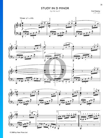 Estudio en re menor, Op. 740 n.º 37 Partitura