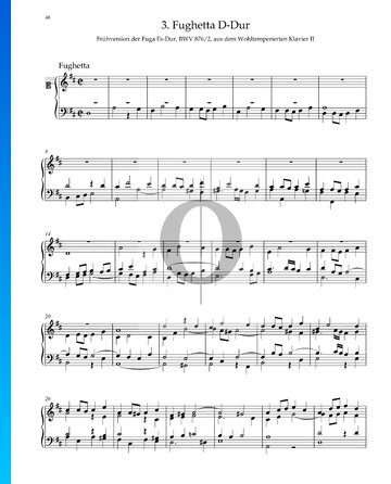Fughetta D Major, BWV 876/2 Spartito
