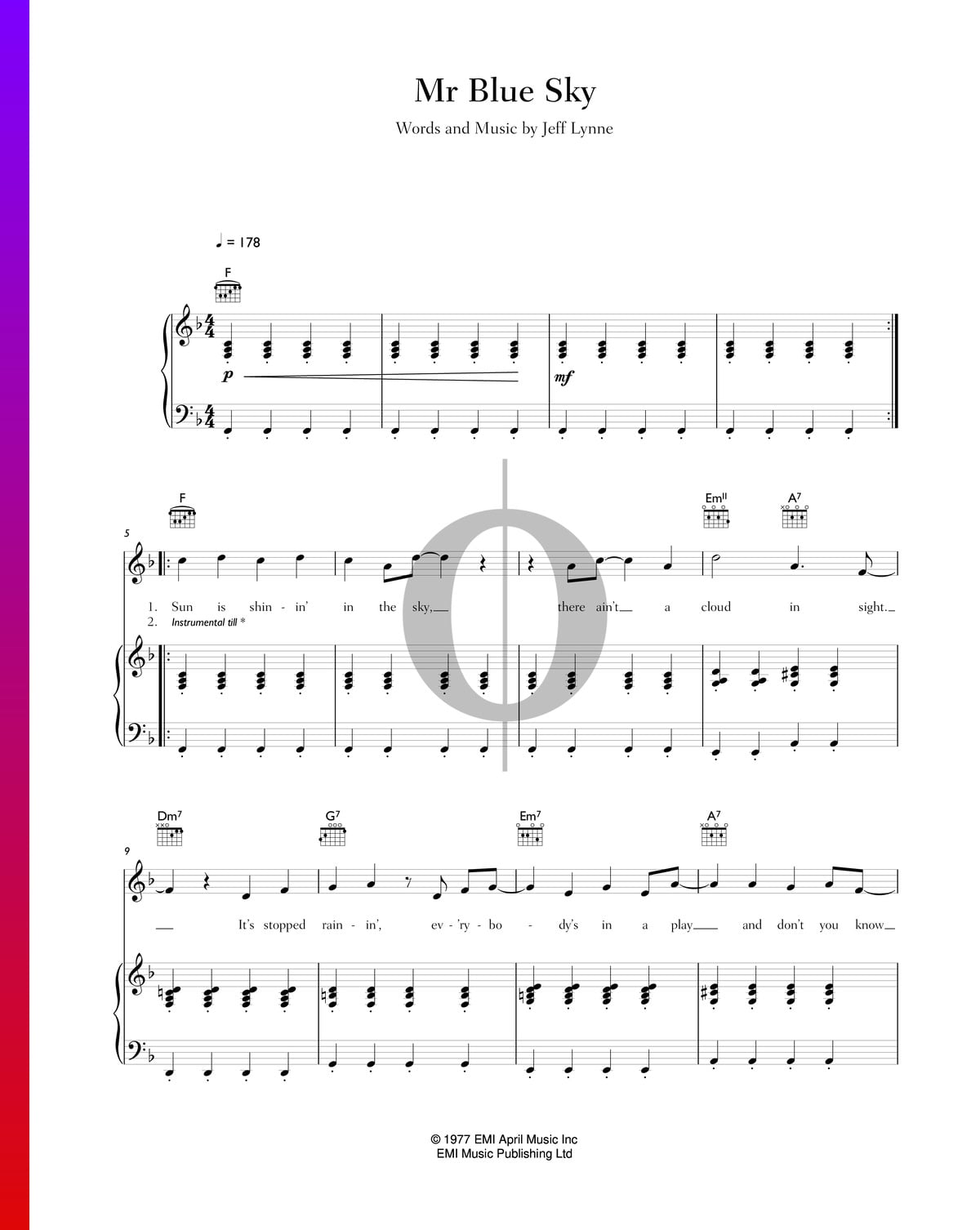 Gran engaño Acercarse Espacioso Mr Blue Sky Partitura » Electric Light Orchestra (Piano, Guitarra, Voz) |  Descarga PDF - OKTAV