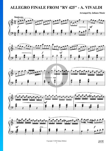 Partition Concerto pour mandoline en Do majeur, RV 425 : 3. Allegro Finale