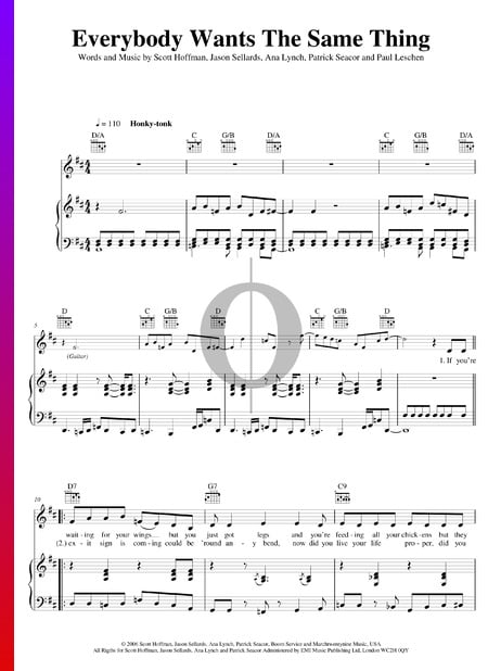 Everybody Wants The Same Thing Musik-Noten
