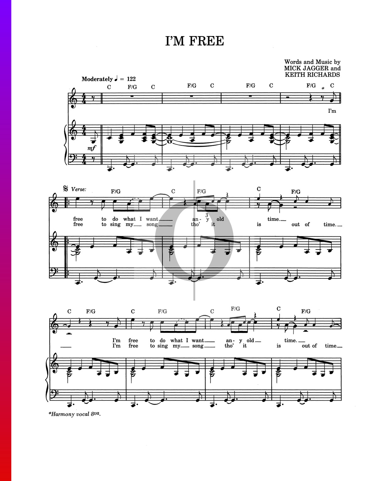 Bron ijsje logo ▷ I'm Free bladmuziek (Piano, Stem) – pdf downloaden en streamen - OKTAV