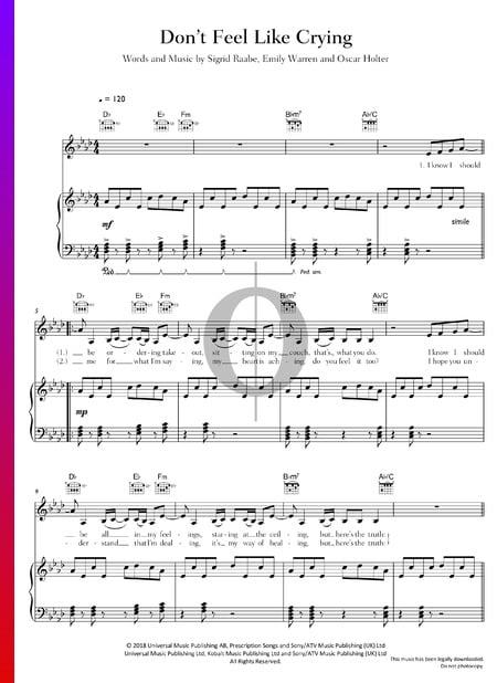 Don't Feel Like Crying Musik-Noten