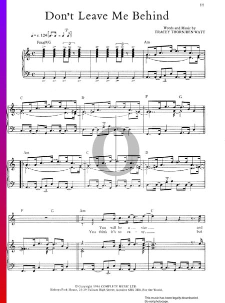 Don't Leave Me Behind Sheet Music