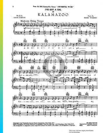 I've Got A Gal In Kalamazoo Sheet Music