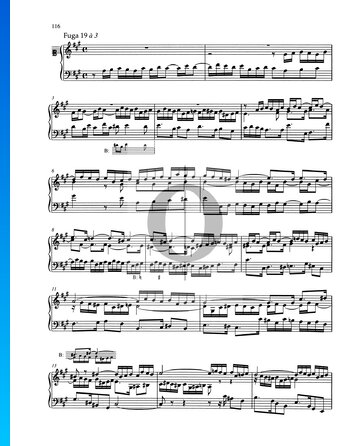 Fuga en la mayor, BWV 888 Partitura