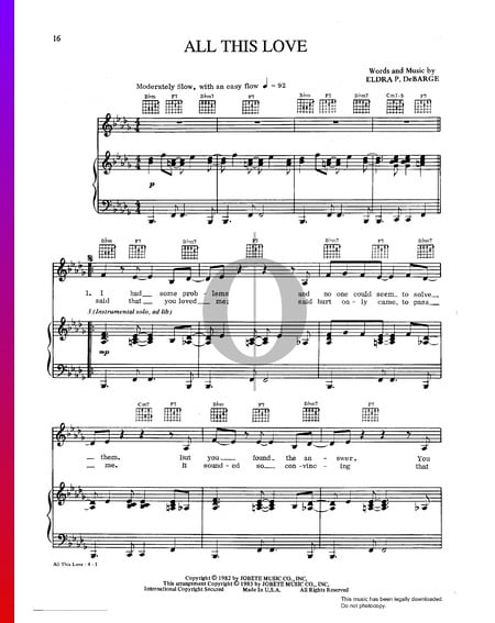 All This Love Sheet Music