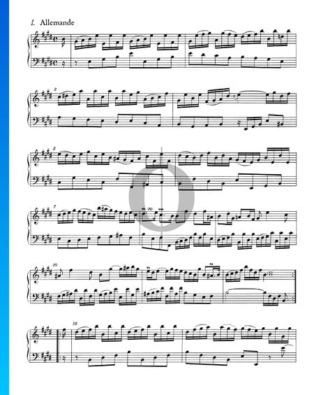 Französische Suite Nr. 6 E-Dur, BWV 817: 1. Allemande Musik-Noten