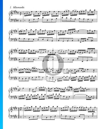 Partition Suite Française No. 6 Mi Majeur, BWV 817: 1. Allemande