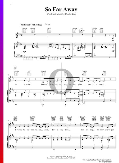 So Far Away Sheet Music
