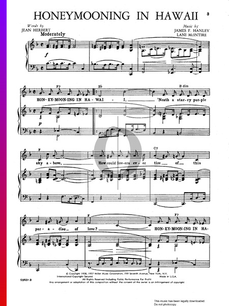 Honeymooning In Hawaii Musik-Noten