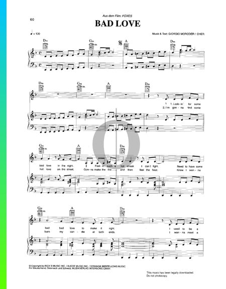 Bad Love Partitura