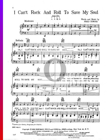 I Can't Rock And Roll To Save My Soul Sheet Music