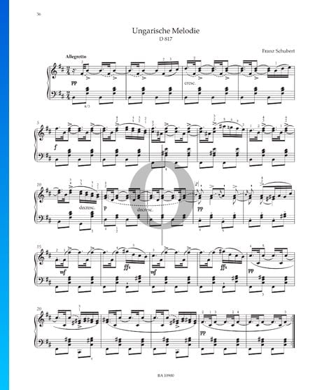 Ungarische Melodie, D 817 Sheet Music