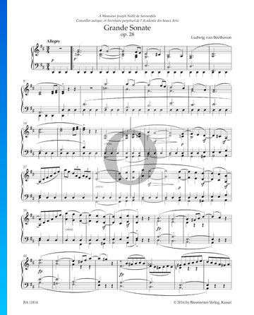 Grande Sonate in D-Dur (''Pastorale''), Op. 28: 1. Allegro Musik-Noten