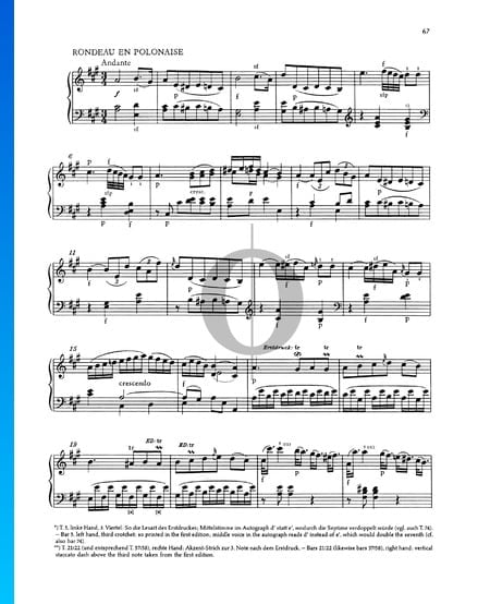Sonate pour Piano No. 6 Ré Majeur, KV 284 (205b): 2. Andante Partition