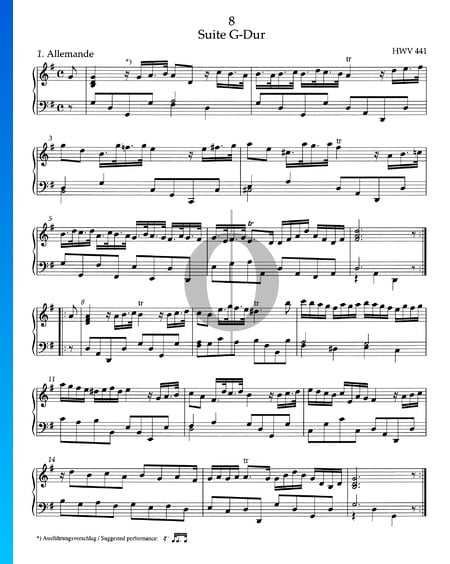 Suite G-Dur, HWV 441: 1. Allemande Musik-Noten