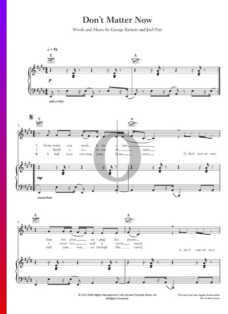 Don't Matter Now Musik-Noten