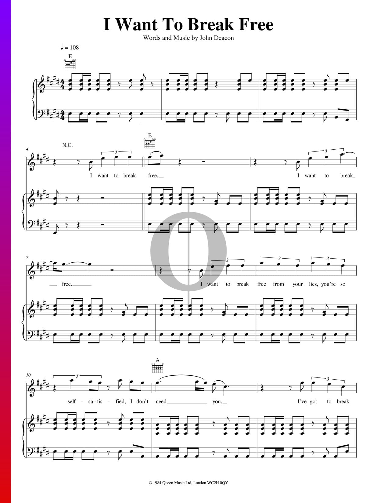 I Want You Break Free Deutsche übersetzung "I Want To Break Free" Noten (Klavier, Gitarre, Gesang) von Queen