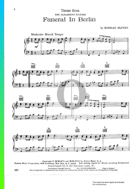 Funeral In Berlin Theme Partitura